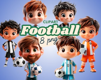 サッカー少年のクリップアート サッカー選手 PNG 漫画キャラクター スポーツ 子供のイラスト かわいいサッカー選手 PNG サッカーテーマのクリップアート 即時ダウンロード