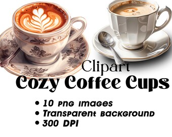 Watercolor Coffee Clipart Bundle Coffee Cup PNG Latte Clipart Iced Coffee Coffee Mug Clipart Cafe Coffee Shop Clipart Planner Stickers