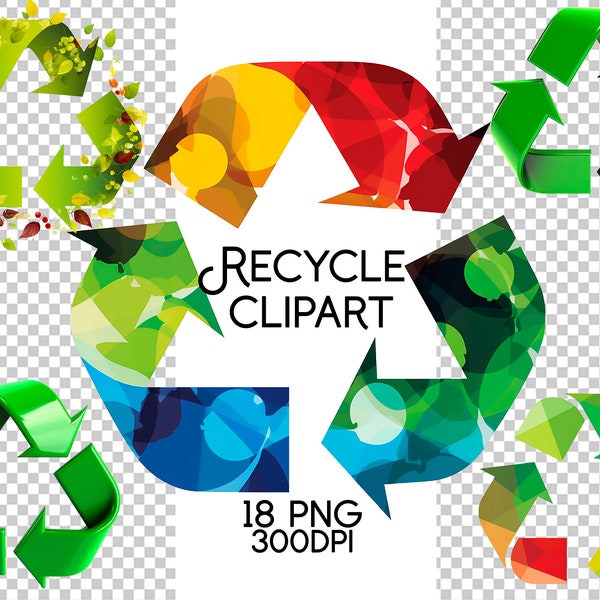 Recycle Sign Clipart Bundle Recycling Clip art Eco-Friendly Earth Day Clipart Recycle Icon PNG Sign Digital Download Instant Commercial Use