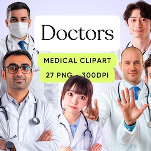 Doctor Clipart Bundle Medical Clipart PNG Healthcare Worker Clipart Doctor Stethoscope Digital Art Hospital Staff Clipart Nurse Bundle
