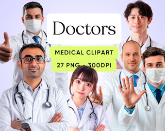 Bundle de cliparts médecin PNG Clipart médical Clipart infirmière Clipart soins de santé Clipart personnel hospitalier Illustration médecin femme médecin Art clinique