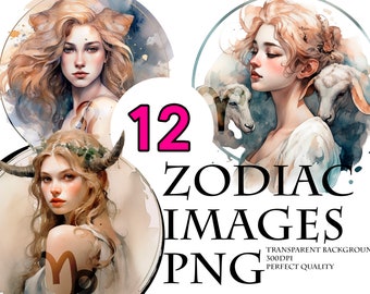 Watercolor Zodiac Signs Clipart Astrology Goddess PNG Celestial Clipart Horoscope Zodiac Girls Mystical Astrology Clipart Sublimation Tshirt