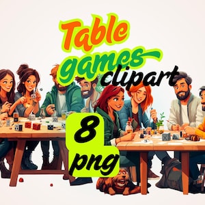Board Game Friends Clipart Tabletop Dice Game Night PNG Bundle Gamer Art Set Game Party Clipart Game Night