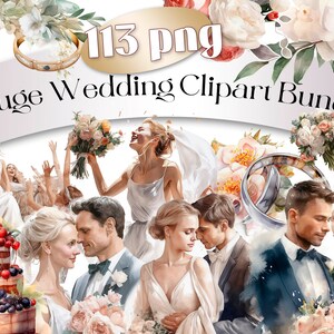Huge Wedding Clipart Bundle PNG Bride and Fiance Watercolor Marriage Digital Art Wedding PNG clip art for Commercial Use Instant Download