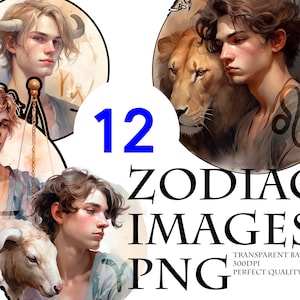 Men Zodiac Signs PNG Clipart Bundle Horoscope Male Sign Sublimation Digital Astrology signs clip art PNG Printable Bundle for commercial use