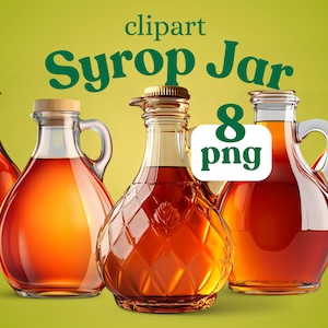 Ahornsirup Flasche Clipart Transparent PNG Vintage Sirupglas Illustration Realistische Ahorn Flasche Digitaler Download Kommerzielle Nutzung