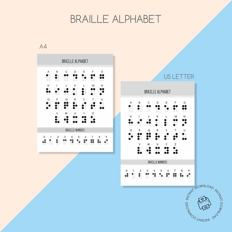 Braille Alphabet and Numbers Printable Printable Braille Etsy