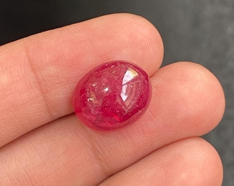 Cabochon rubis rempli de verre naturel, 15 carats, rubis rempli de verre rubis de qualité AAA, cabochon rubis en verre de forme ovale pour la fabrication de bijoux.