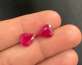 10X8X4 MM Natural Glass Filled Ruby Cut Stone, AAA Quality Ruby Glass Filled Ruby, Pear Shape Glass Ruby Faceted Stone For Jewelry Making.
