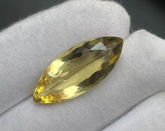 13 CT Beautiful Natural Lemon Quartz, Marquise Shape, Faceted Cut Gemstone, Top Color Yellow, Jewelry Making Stone
