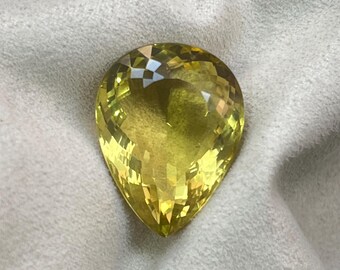 65 kt, prachtige natuurlijke citroenkwarts, peervorm, gefacetteerde edelsteen, topkleur geel, cadeau voor haar, steen voor het maken van sieraden, 30 x 24 x 16 mm