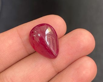 20.50 CT Natural Glass Filled Ruby Cabochon, AAA Quality Ruby Glass Filled Ruby, Pear Shape Glass Ruby Cabochon Stone For Jewelry Making.