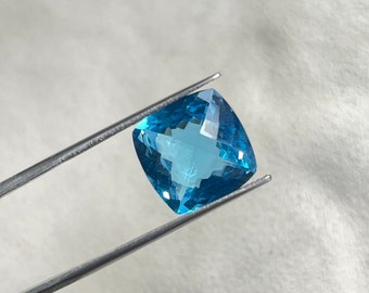 Beautiful Swiss Blue Topaz, Natural Gemstone, Gemstone For Jewelry Making, Top Quality Gem, Birthstone, Cushion Shape Gemstone, Gift For Her