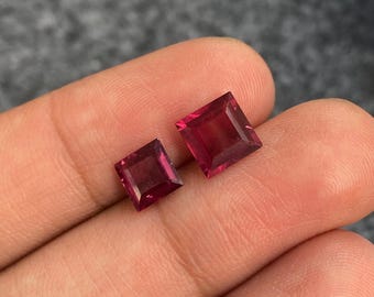 Granate Rodolita Natural, Cuadrado Facetado, Piedra Preciosa Suelta, 6/7 MM, Joyería de Granate, Regalo para Ella, Joyería de Granate Rodolita,