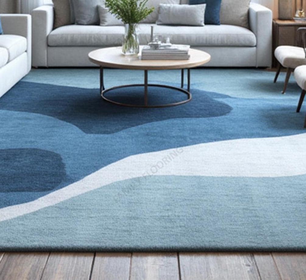 Handmade Tufted Wool Area Rug: Modern Blue Abstract Design - Etsy