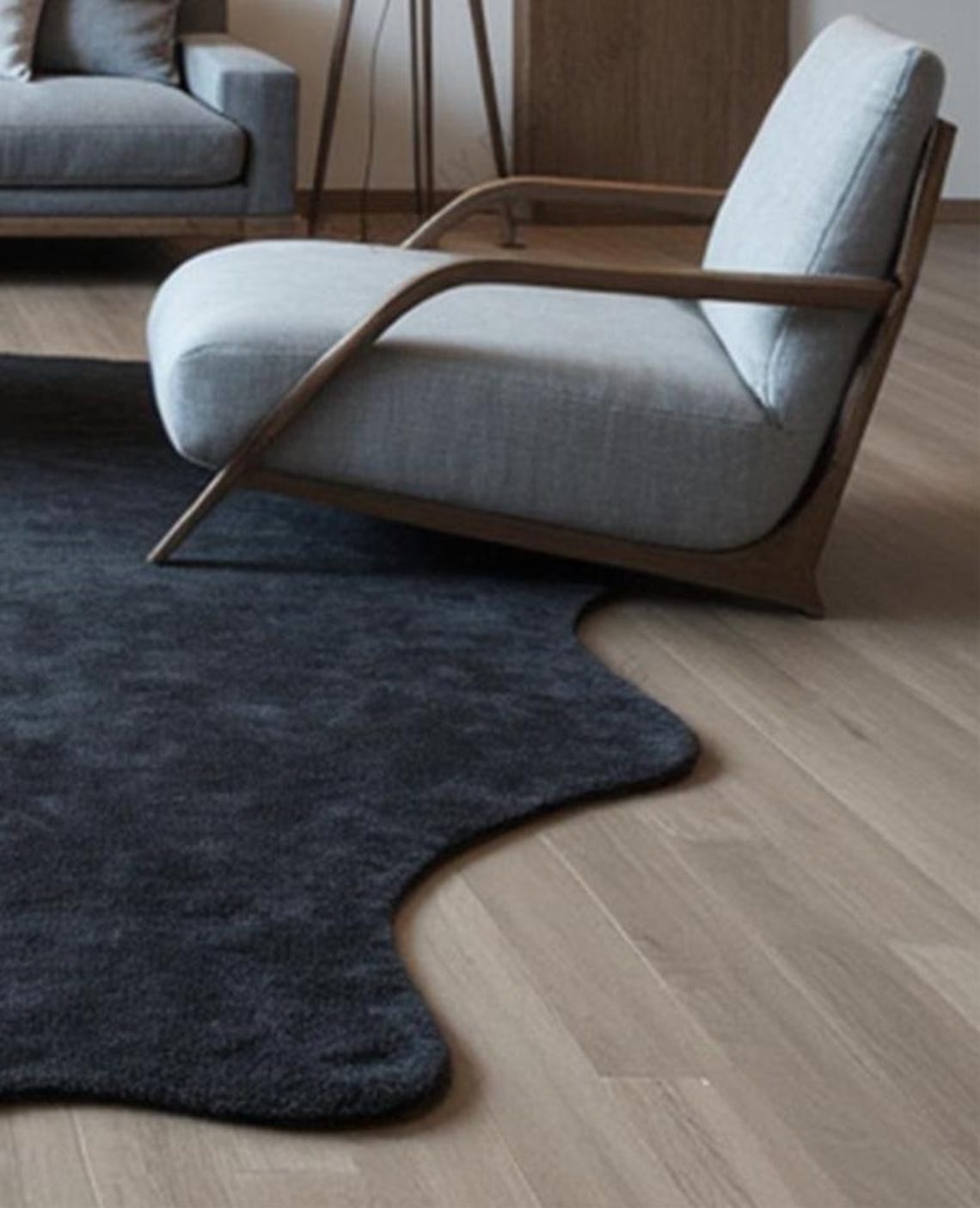 Irregular Shaped Solid Black Handmade Tufted Area Rug - Stylish Home ...