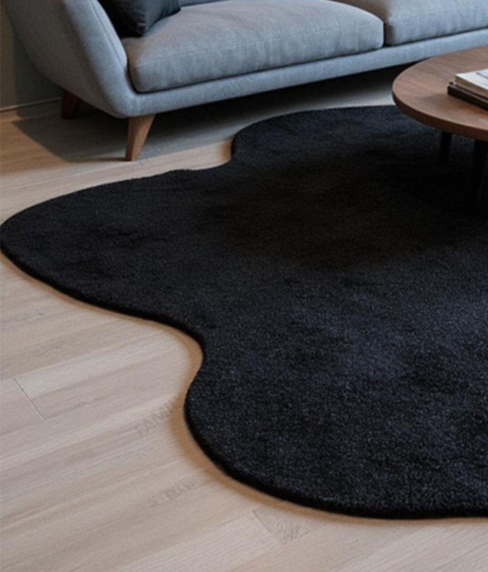 Irregular Shaped Solid Black Handmade Tufted Area Rug - Stylish Home ...