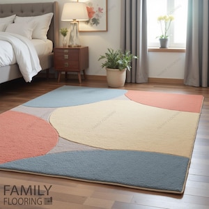 Handgewebter mehrfarbiger Wollteppich: Moderner Tufting Teppich