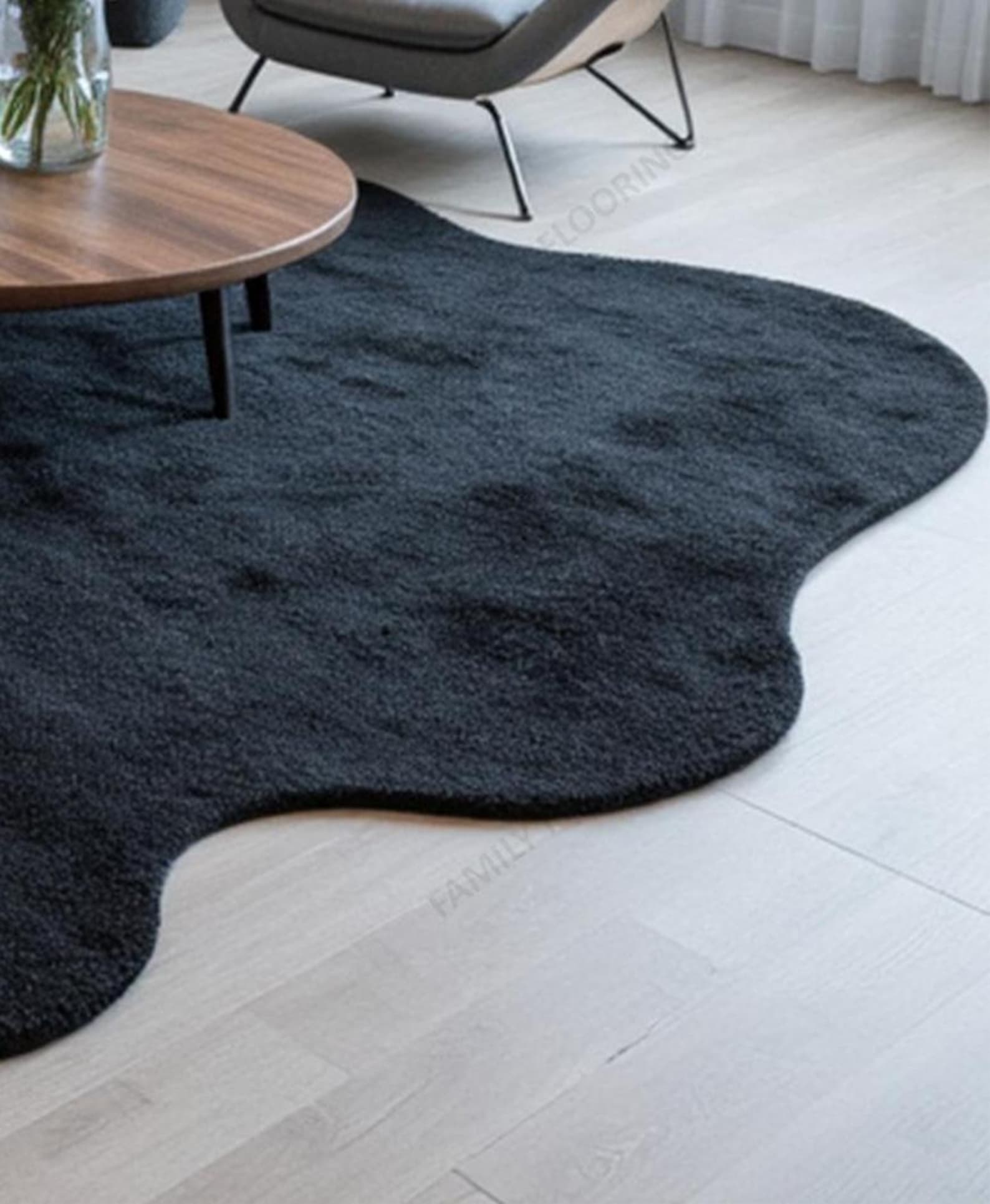 Irregular Shaped Solid Black Handmade Tufted Area Rug - Stylish Home ...