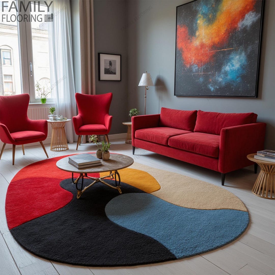 Irregular Shape Handmade Vibrant Color Tufted Area Rug - Stylish Home ...
