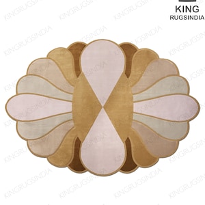 Hand-Tufted Wool Round Rug: Multi-Color Abstract Design