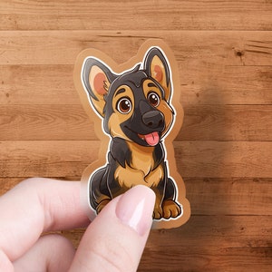 Cute German Shepherd Puppy Sticker, Cartoon Dog Decal, Laptop and Water Bottle Decoration, Animal Lover Gift