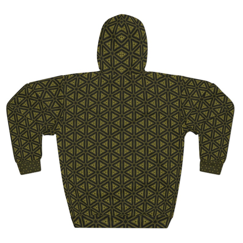 Sweat à capuche noir imprimé motif triangle AOP image 3