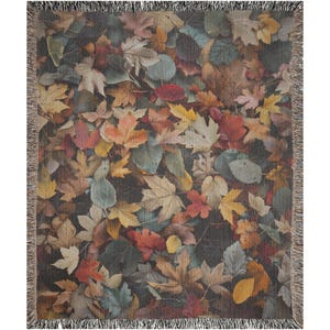 Cottagecore Autumn Leaves Woven Blanket image 2