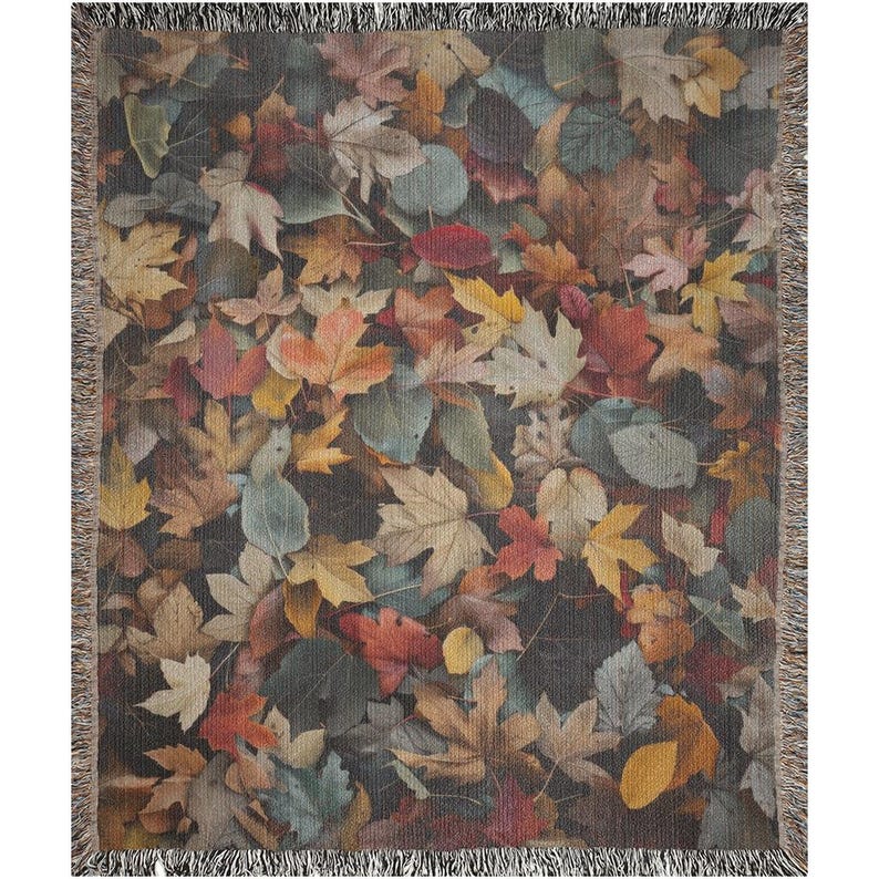 Cottagecore Autumn Leaves Woven Blanket image 2