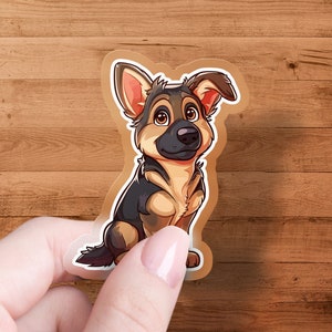 Cute Cartoon Shepherd Dog Sticker, Vinyl Decal for Laptop, Water Bottle, Car Bumper, Pet Lover Gift Idea, Durable and Waterproof
