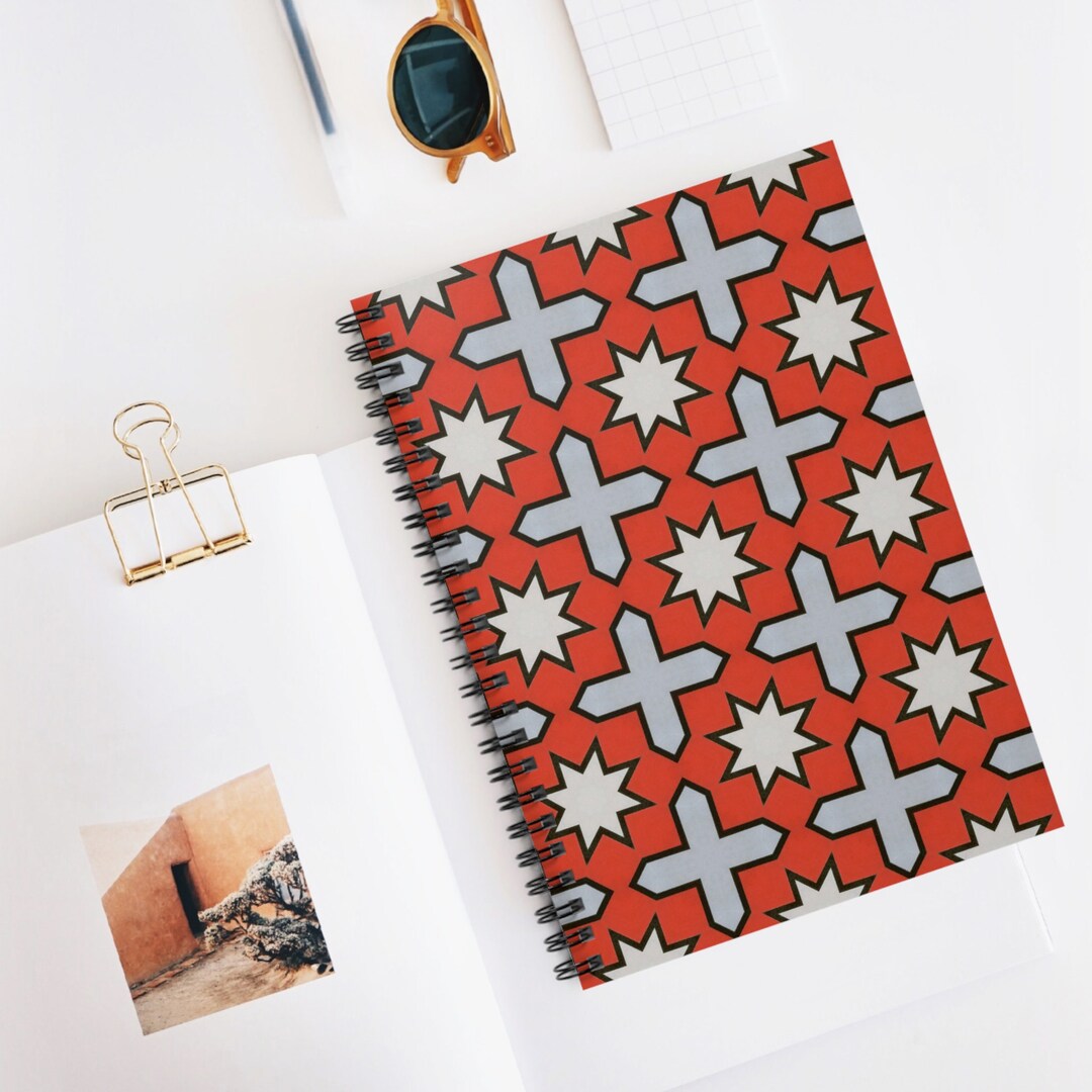 Geometric Starburst Pattern Notebook Design Spiral Notebook - Ruled ...