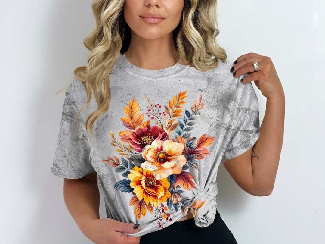 Casual Floral Tee with Bloom Up Design