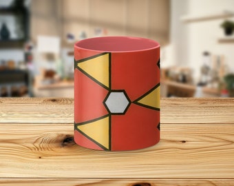 Mug à motif géométrique abstrait, tasse à café rouge jaune et noir, verres artistiques uniques, accessoire de cuisine design moderne, cadeau