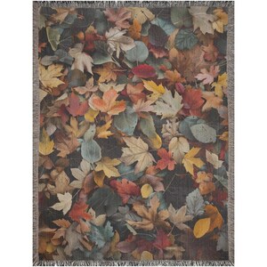 Cottagecore Autumn Leaves Woven Blanket image 3
