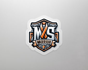 MS Warrior Emblem Sticker, Multiple Sclerosis Awareness Decal, Inspirational Support Badge, Durable Vinyl Sticker