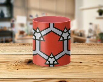 Mug à motif géométrique rouge et noir unique, tasse à café élégante, verres de bureau, conception artistique, décoration d'intérieur moderne, idée cadeau