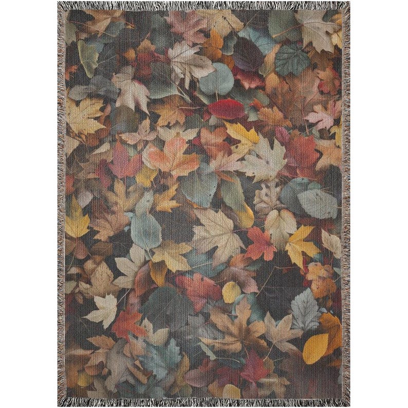 Cottagecore Autumn Leaves Woven Blanket image 1