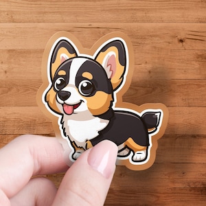 Cute Corgi Dog Sticker, Adorable Cartoon Puppy Vinyl Decal, Laptop and Water Bottle Decoration, Animal Lover Gift, Kawaii Dog Sticker