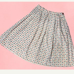 1950s Horse & Carriage Novelty Print Skirt Sm 26&quot; Waist