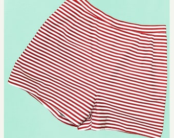 1950s Vintage High Waisted Striped Shorts, Small 27” Waist