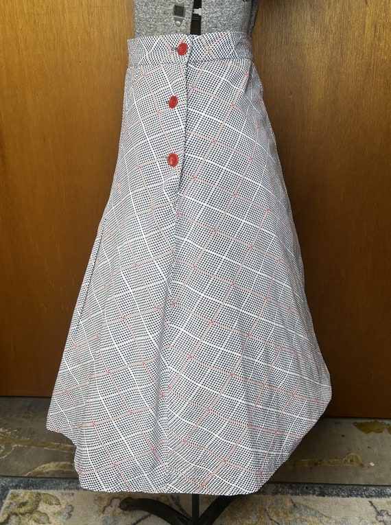 1930s Red and Blue Plaid A-Line Skirt Sm 27" Waist - image 3