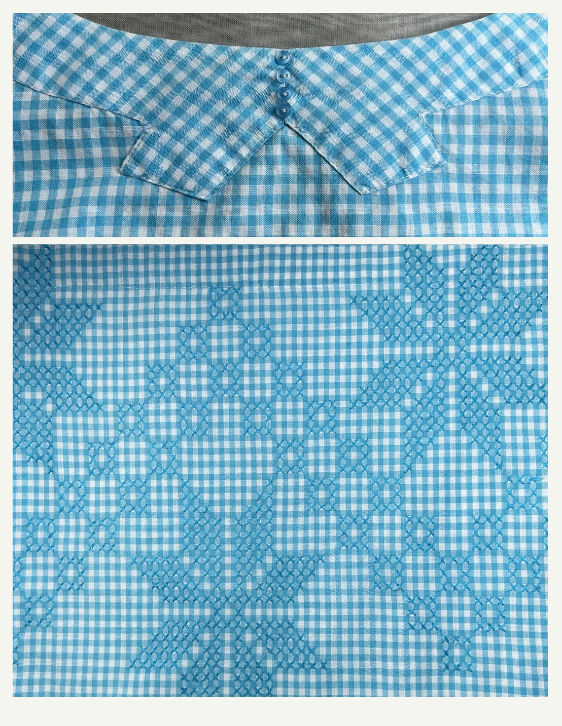 Embrodered Gingham Dress Bl