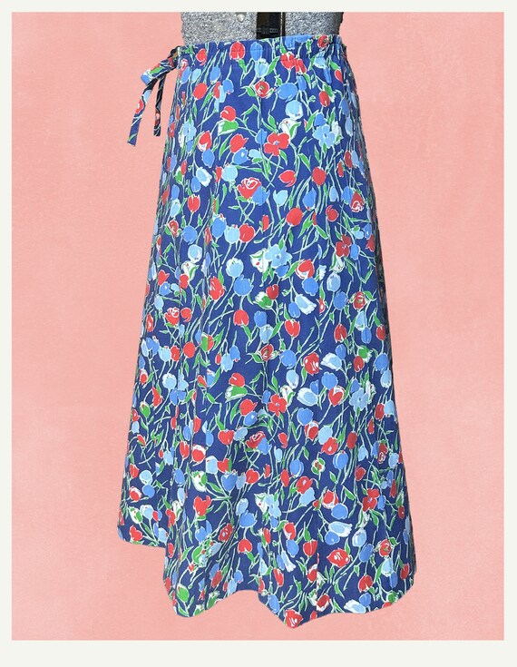 1980s Vintage Tulip Print A-Line Skirt, Medium 28… - image 3
