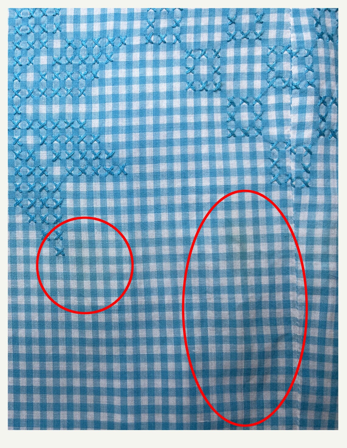 Blue Gingham hand embroidered Garden Collar Gown main image 1