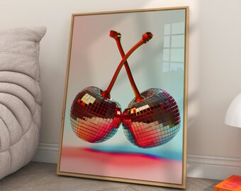 Disco Ball Cherry Print: Modern Pop Art (Digital Download)