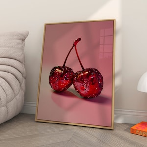 Disco Cherry Print: Glam Dorm Room Wall Art (Digital Download)
