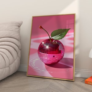 Disco Cherry Ball Print: Glam Y2K Dorm Decor (Digital Download)