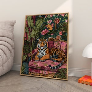 Tiger Jungle Print: Maximalist Eclectic Wall Art (Digital Download)