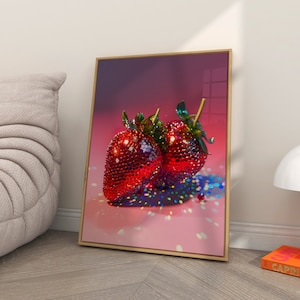 Disco Strawberry Print: Glam Dorm Room Wall Art (Digital Download)