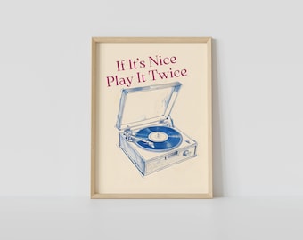 Retro Record Player Print: Vintage Music Quote Wall Art (Digital Download)